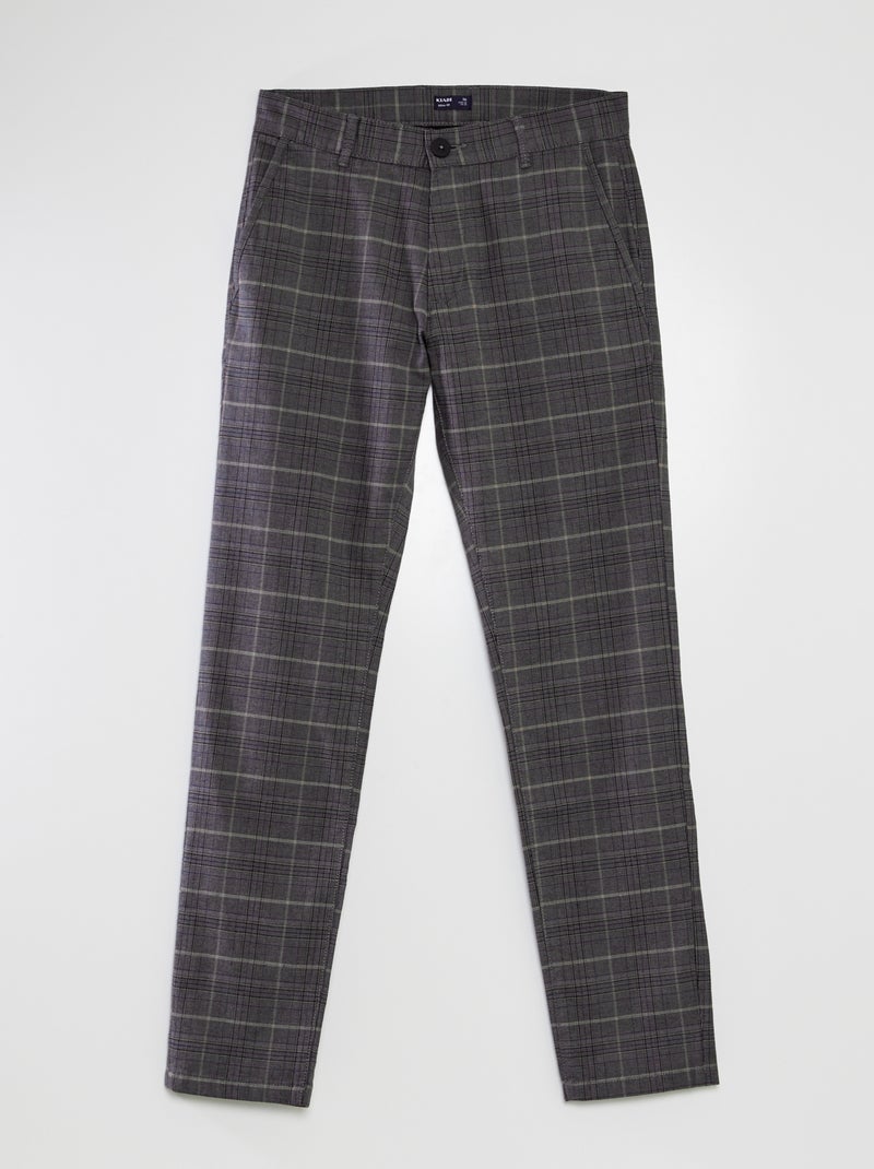 Pantalon chino à carreaux Gris - Kiabi