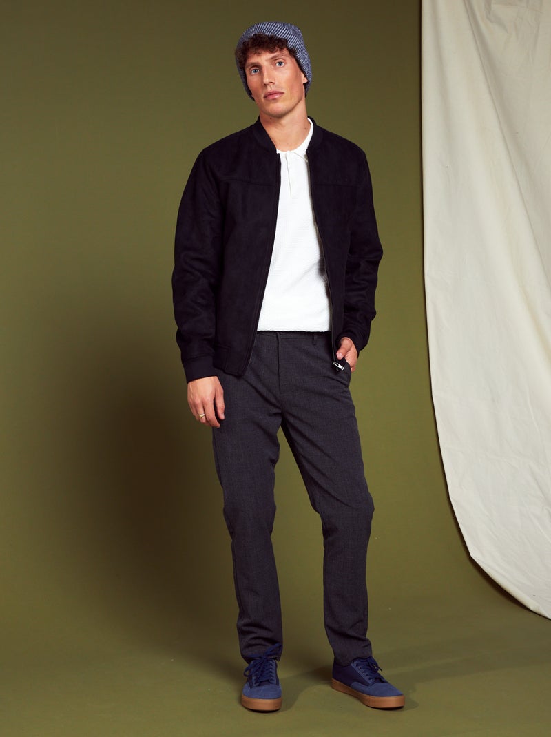 Pantalon chino à carreaux Noir/gris - Kiabi