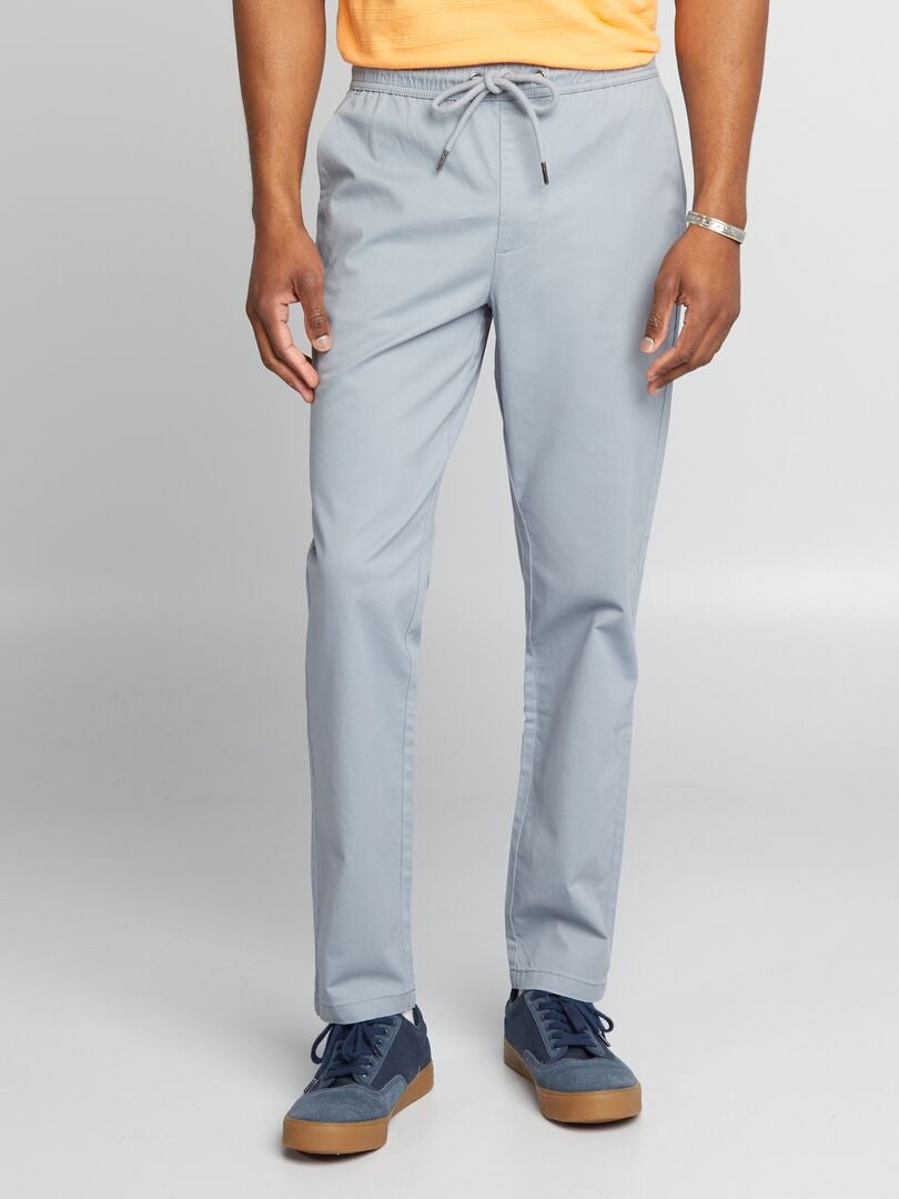 Pantalon chino à ceinture élastiquée Bleu gris - Kiabi