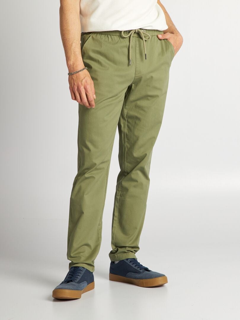 Pantalon chino à ceinture élastiquée Vert - Kiabi