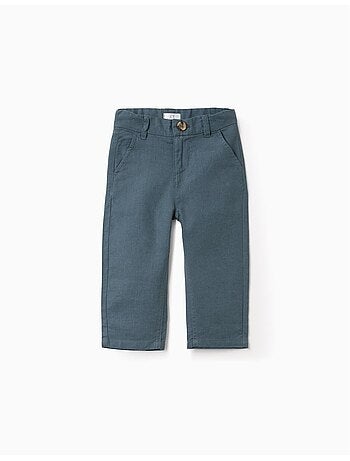 Pantalon chino à coupe droite en lin et coton
