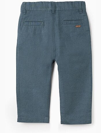 Pantalon chino à coupe droite en lin et coton