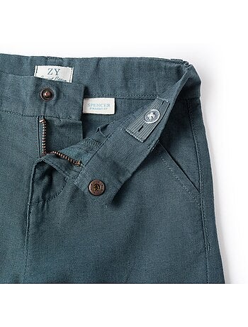 Pantalon chino à coupe droite en lin et coton