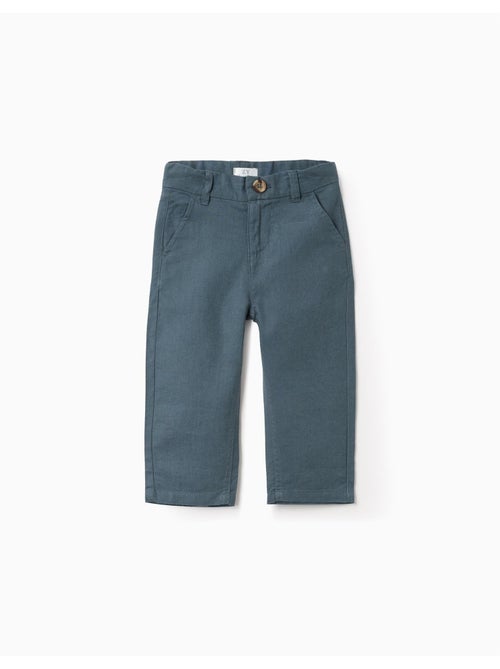 Pantalon chino à coupe droite en lin et coton - Kiabi