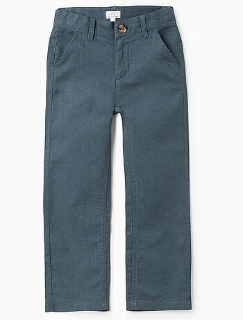 Pantalon chino à coupe droite en lin et coton