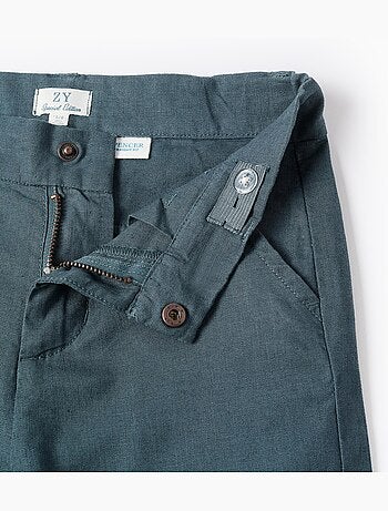 Pantalon chino à coupe droite en lin et coton