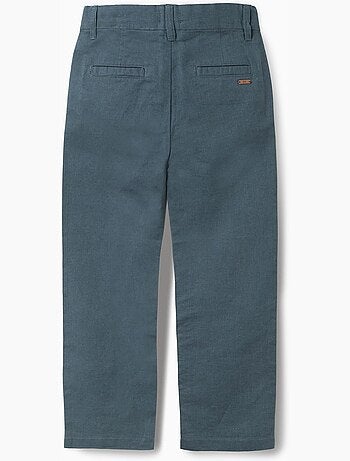 Pantalon chino à coupe droite en lin et coton