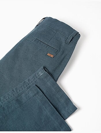 Pantalon chino à coupe droite en lin et coton