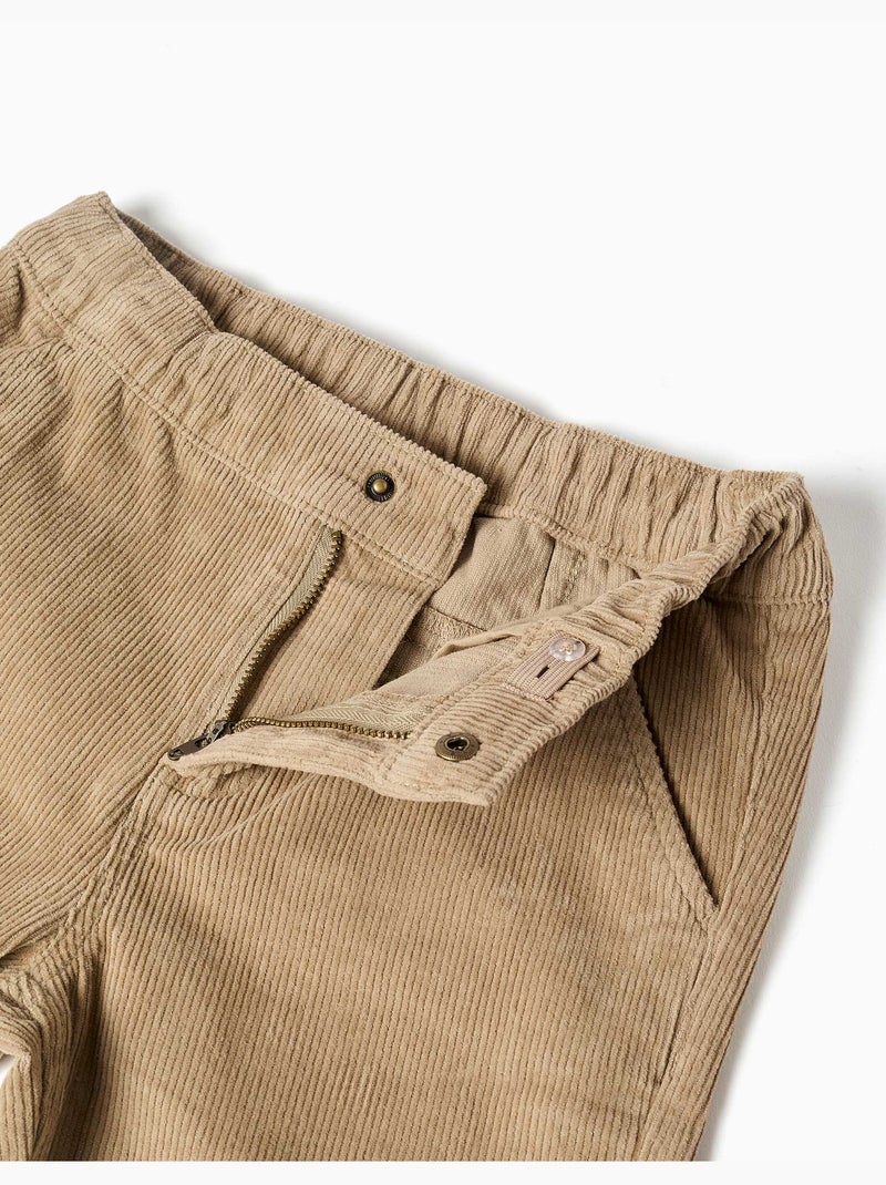 Pantalon chino à coupe droite en velours côtelé Beige - Kiabi