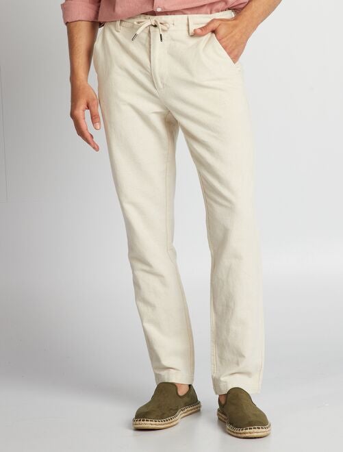 Pantalon En Lin Beige Homme