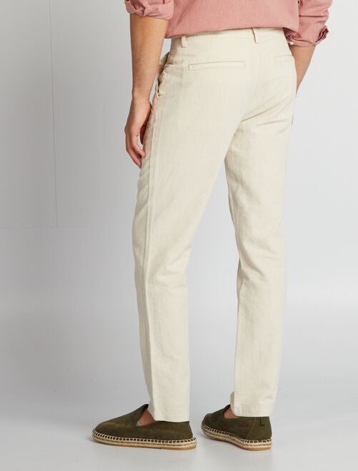 Pantalon En Lin Beige Homme