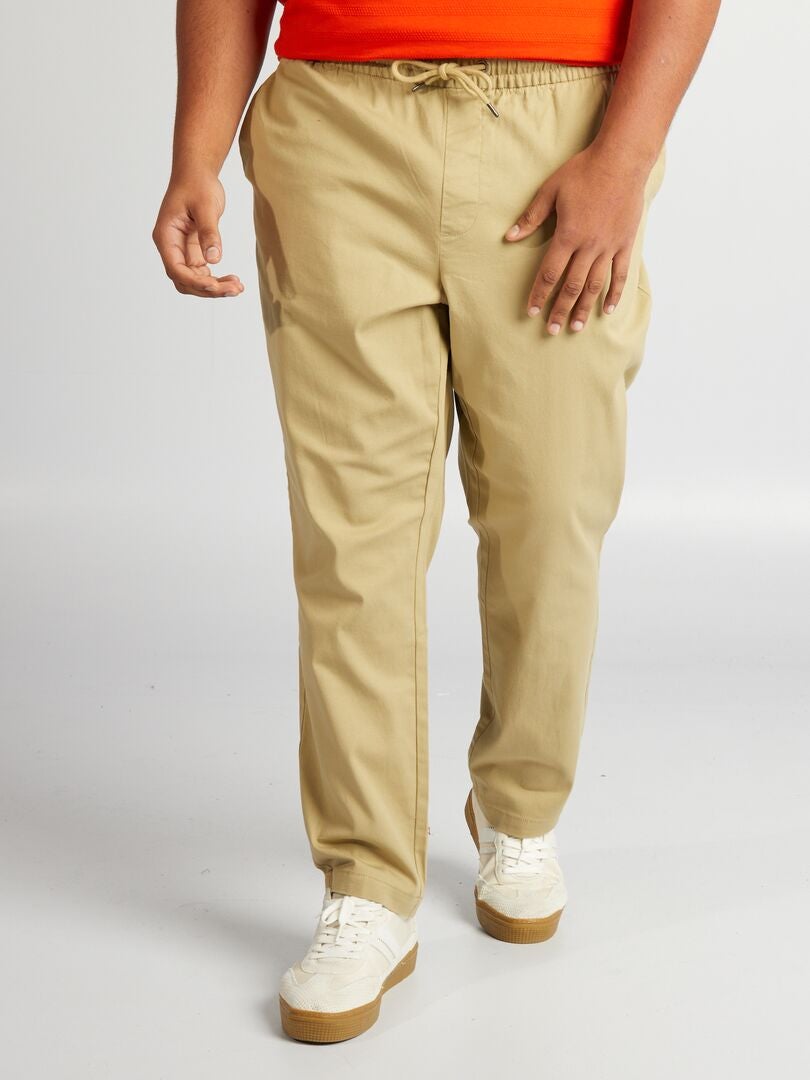 Pantalon chino à taille élastiquée Beige clair - Kiabi