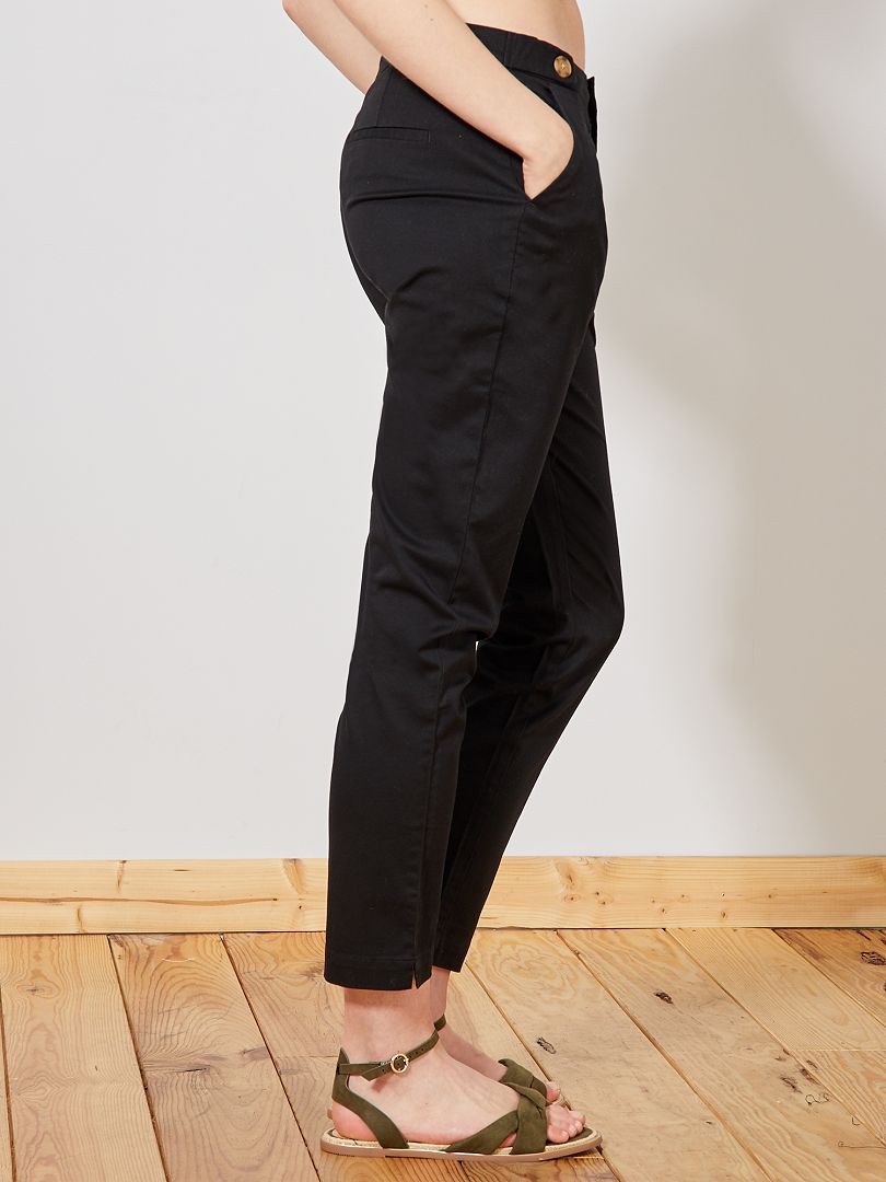 Pantalon Droit Homme Noir - Coupe Classique, 3 Boutons, Poches, Décontracté Et Professionnel