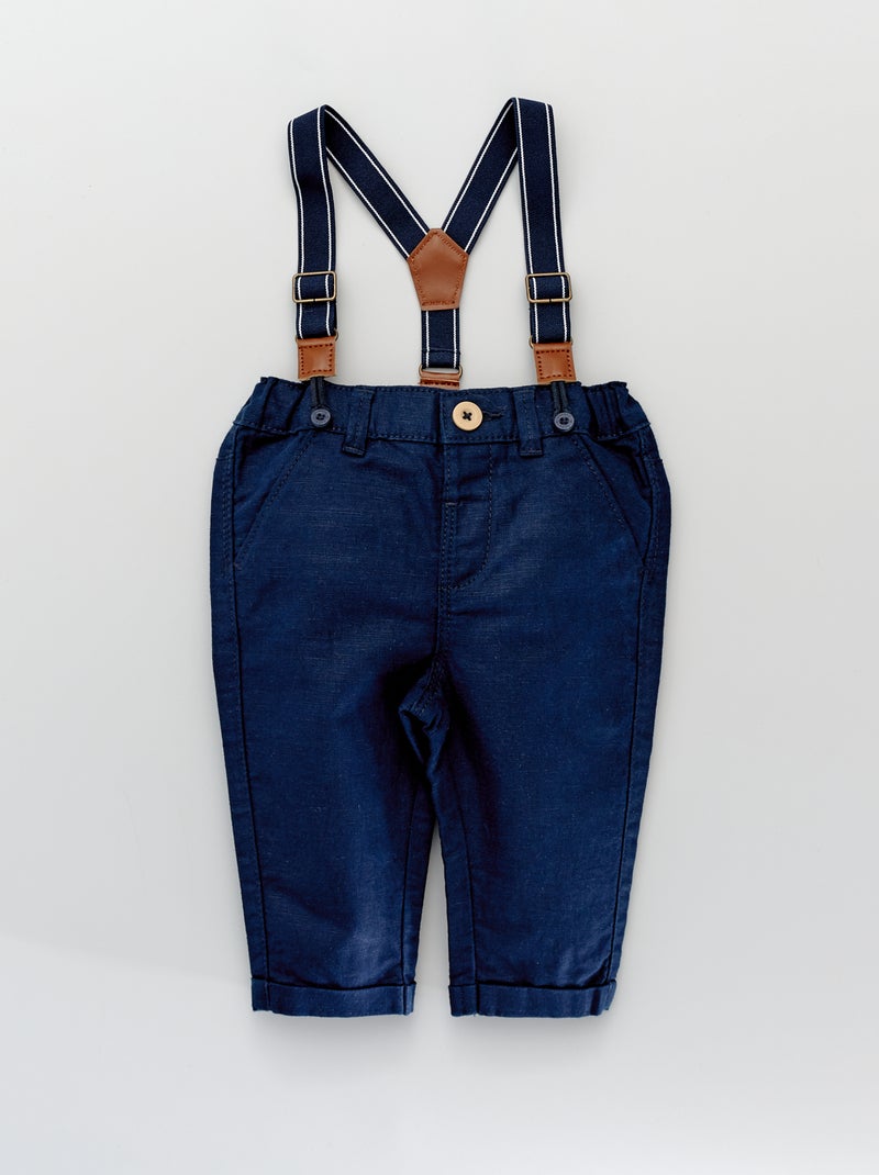 Pantalon chino avec bretelles bleu marine - Kiabi