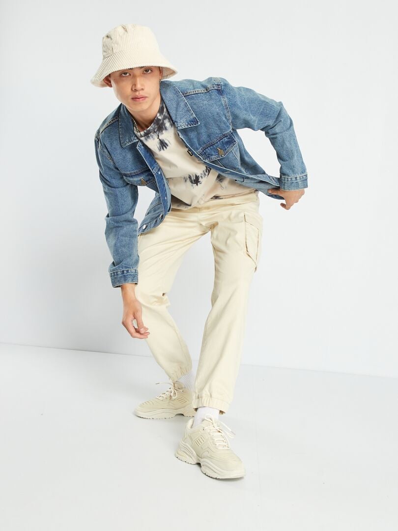 Pantalon chino avec poches à rabats beige - Kiabi
