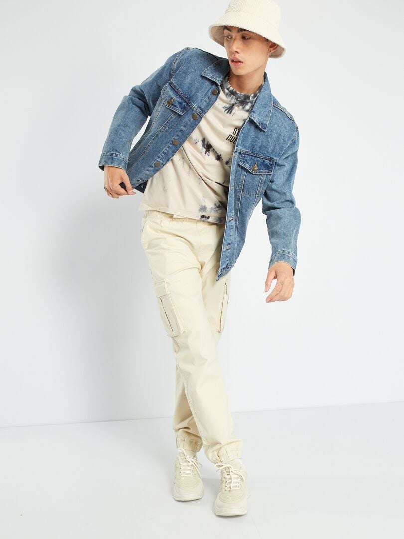Pantalon chino avec poches à rabats beige - Kiabi
