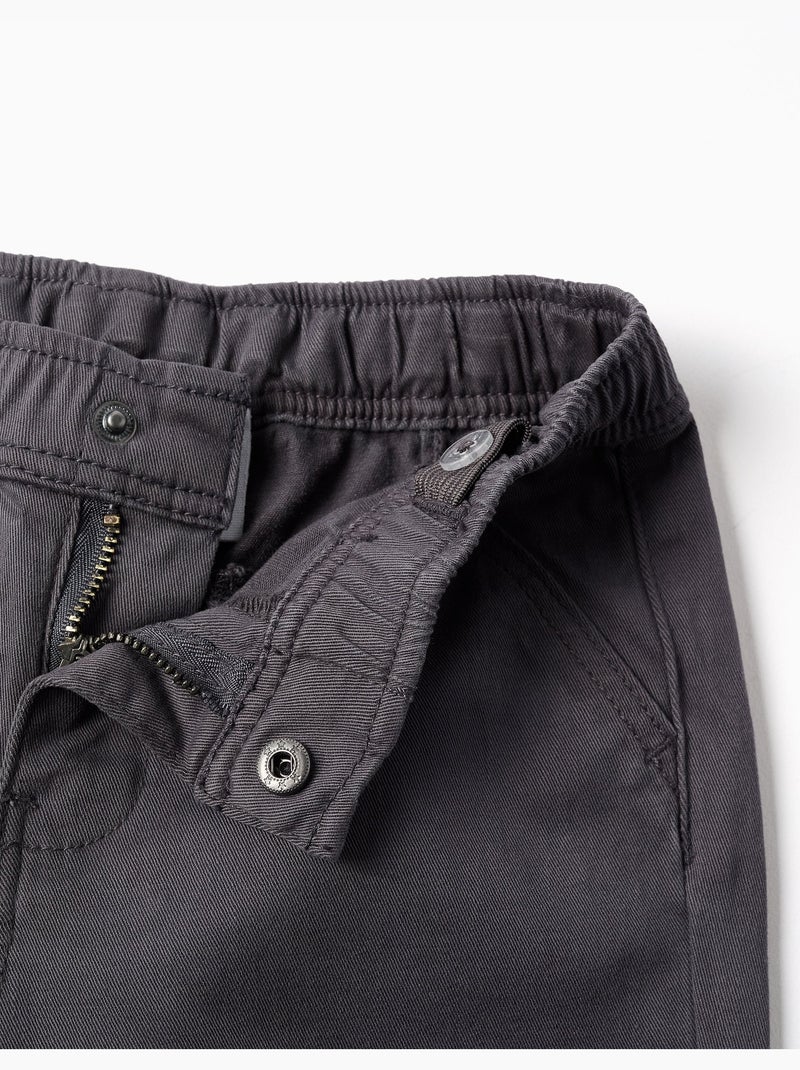 Pantalon chino baggy en sergé B&S Gris foncé - Kiabi