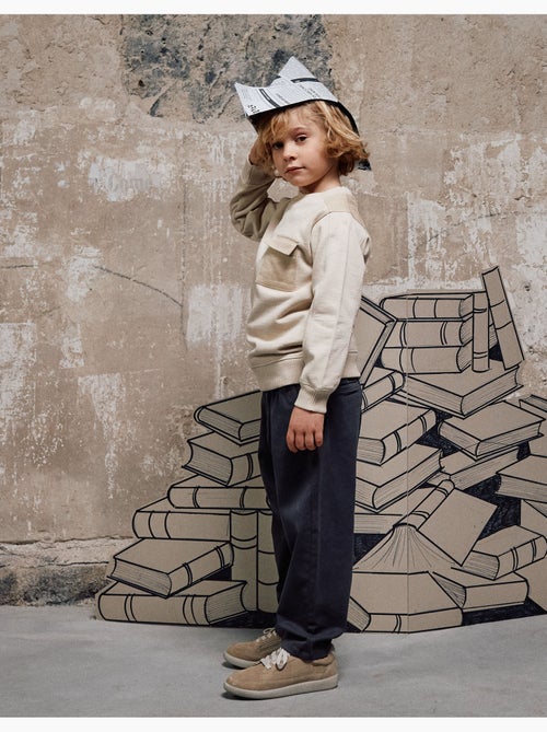 Pantalon chino baggy en sergé B&S - Kiabi