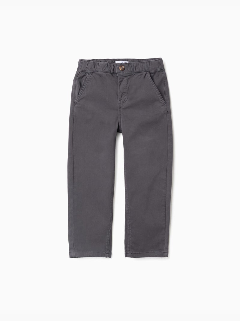 Pantalon chino baggy en sergé B&S Gris foncé - Kiabi