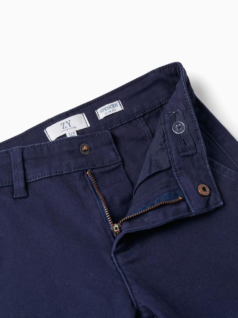 Pantalon en coton pour garçon avec fourrure intérieure taille élastique