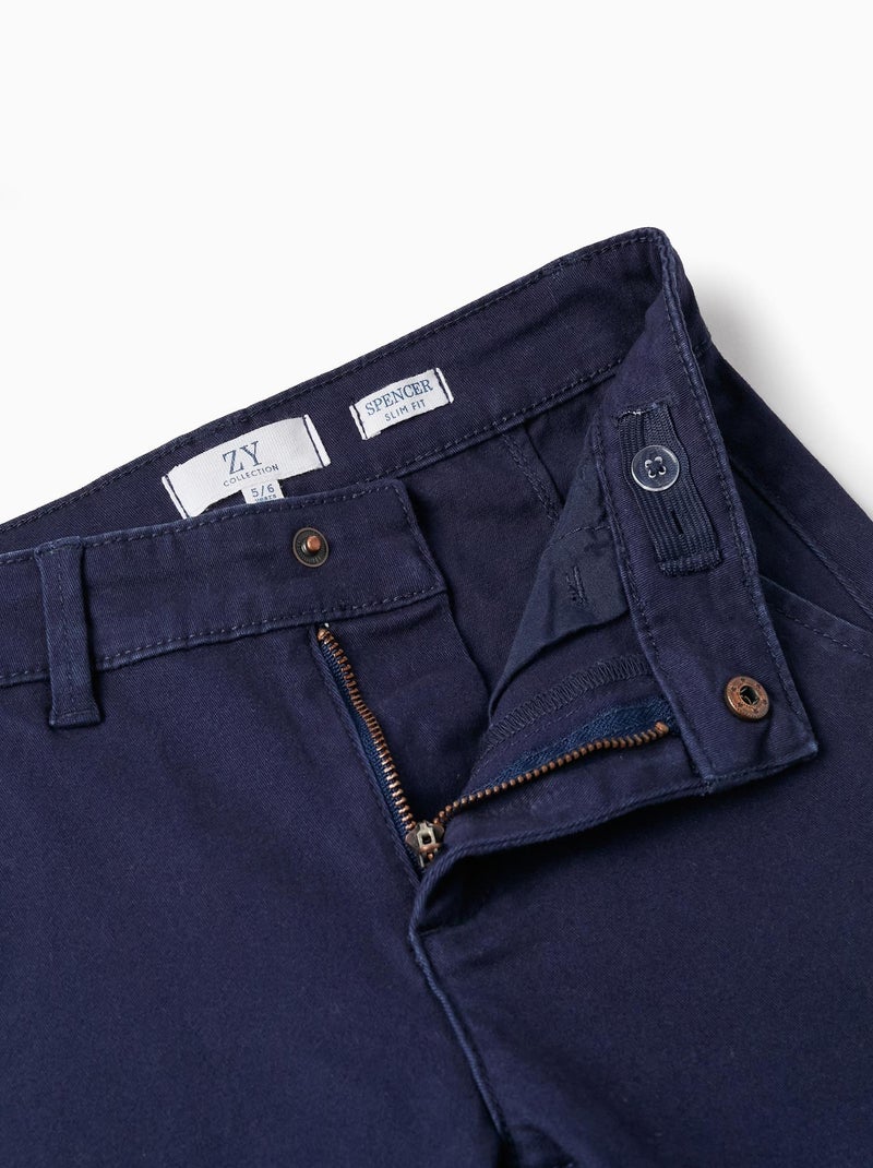 Pantalon chino bleu foncé pour garçon BROTHERS&SISTERS Bleu foncé - Kiabi