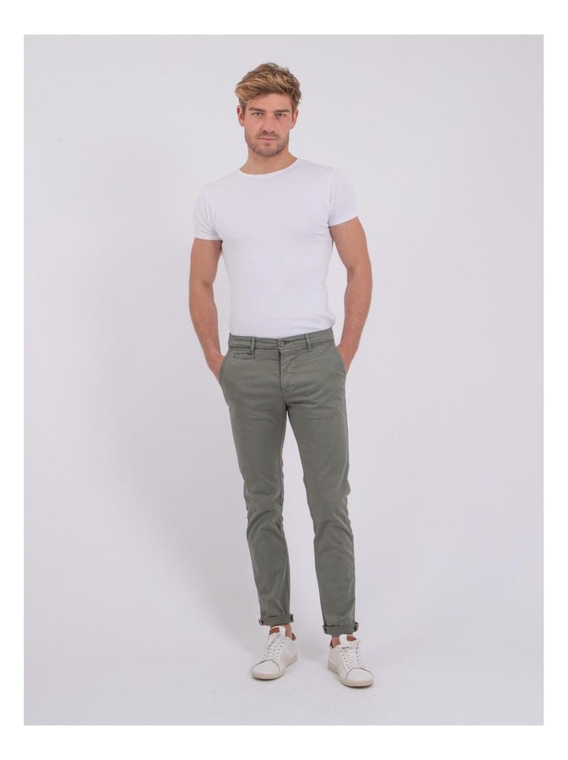 Pantalon chino CALES Kaki - Kiabi