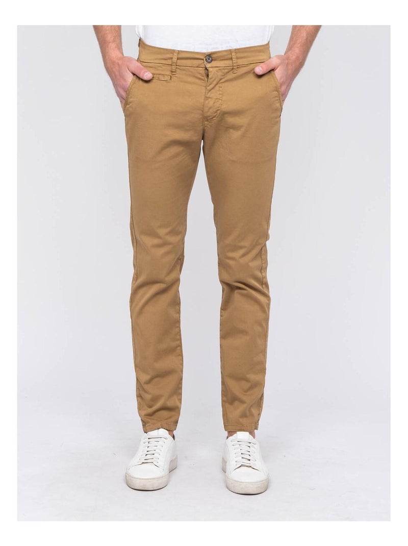 Pantalon chino CALES Marron glacé - Kiabi