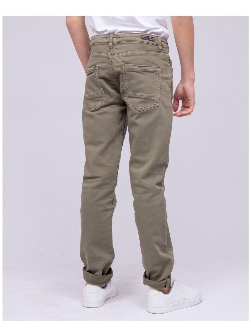 Pantalon chino CANDELO garçon Kaki - Kiabi