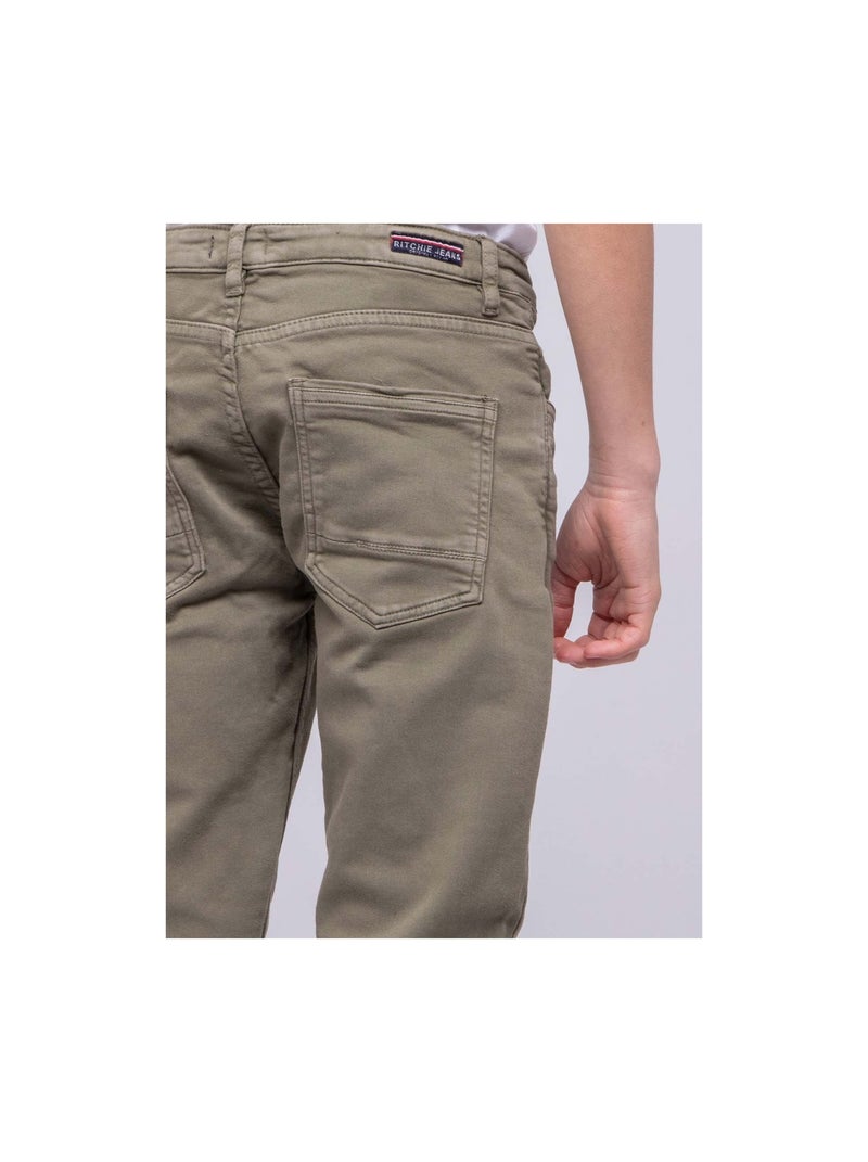 Pantalon chino CANDELO garçon Kaki - Kiabi