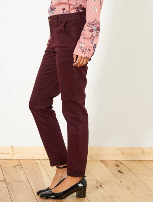 Pantalon chino coloré Femme bordeaux Kiabi 15,00€