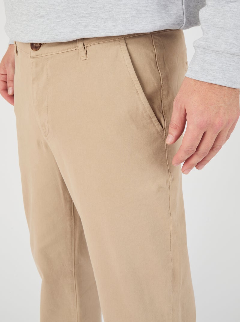 Pantalon chino coton stretch - Damart Beige - Kiabi