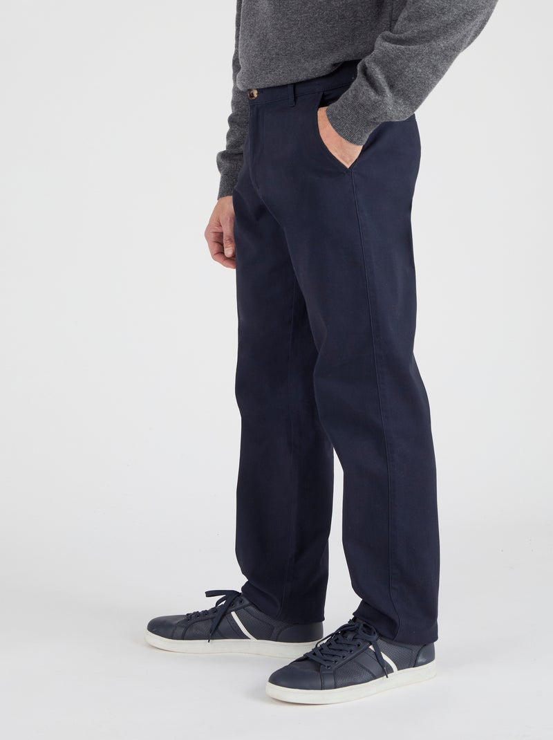 Pantalon chino coton stretch - Damart Bleu marine - Kiabi