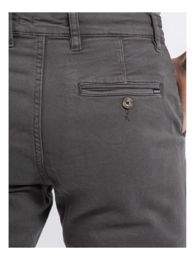 Pantalon chino coupe ajust?e VALBACOL Gris fonc? - Kiabi