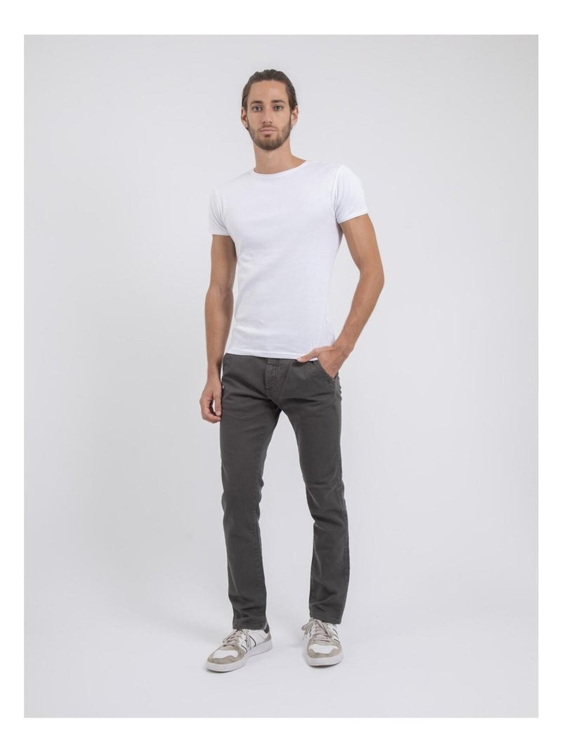Pantalon chino coupe ajust?e VALBACOL Gris fonc? - Kiabi