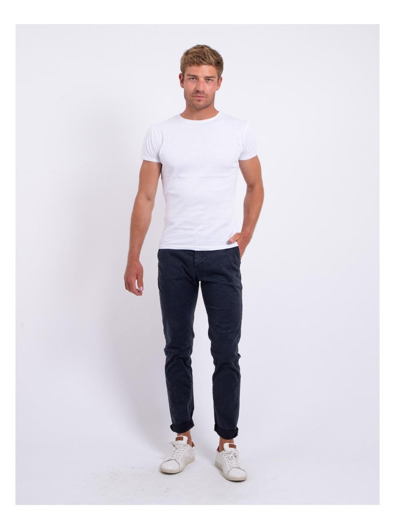 Pantalon chino coupe ajustée CARLTARO Bleu marine - Kiabi