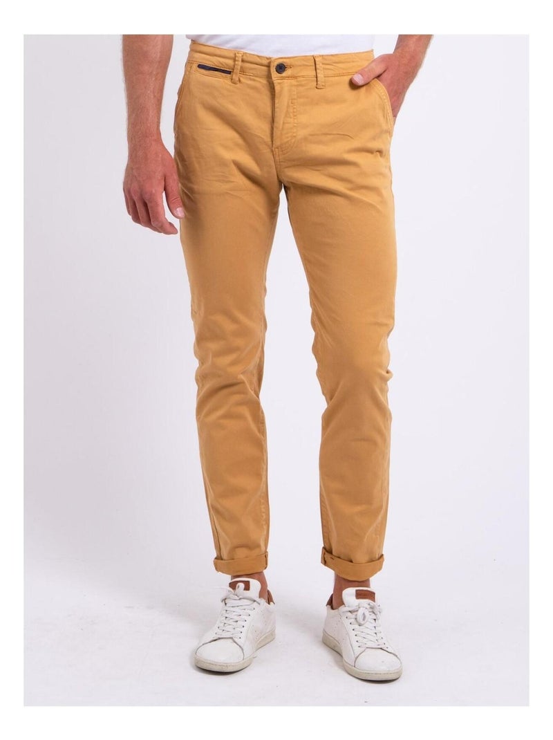 Pantalon chino coupe ajustée CARLTARO Moutarde - Kiabi