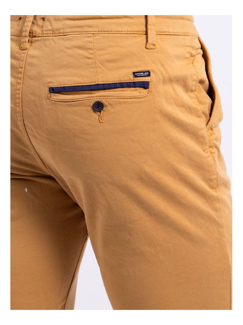 Pantalon chino coupe ajustée CARLTARO Moutarde - Kiabi
