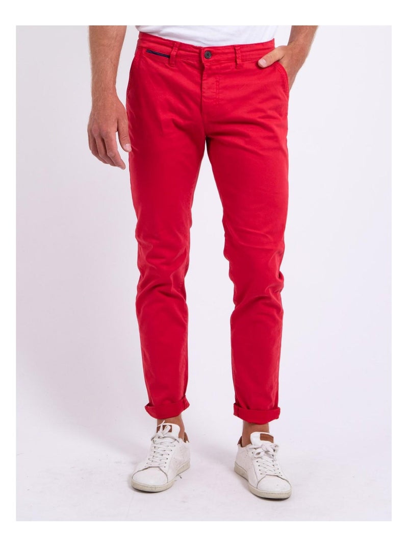 Pantalon chino coupe ajustée CARLTARO Rouge - Kiabi