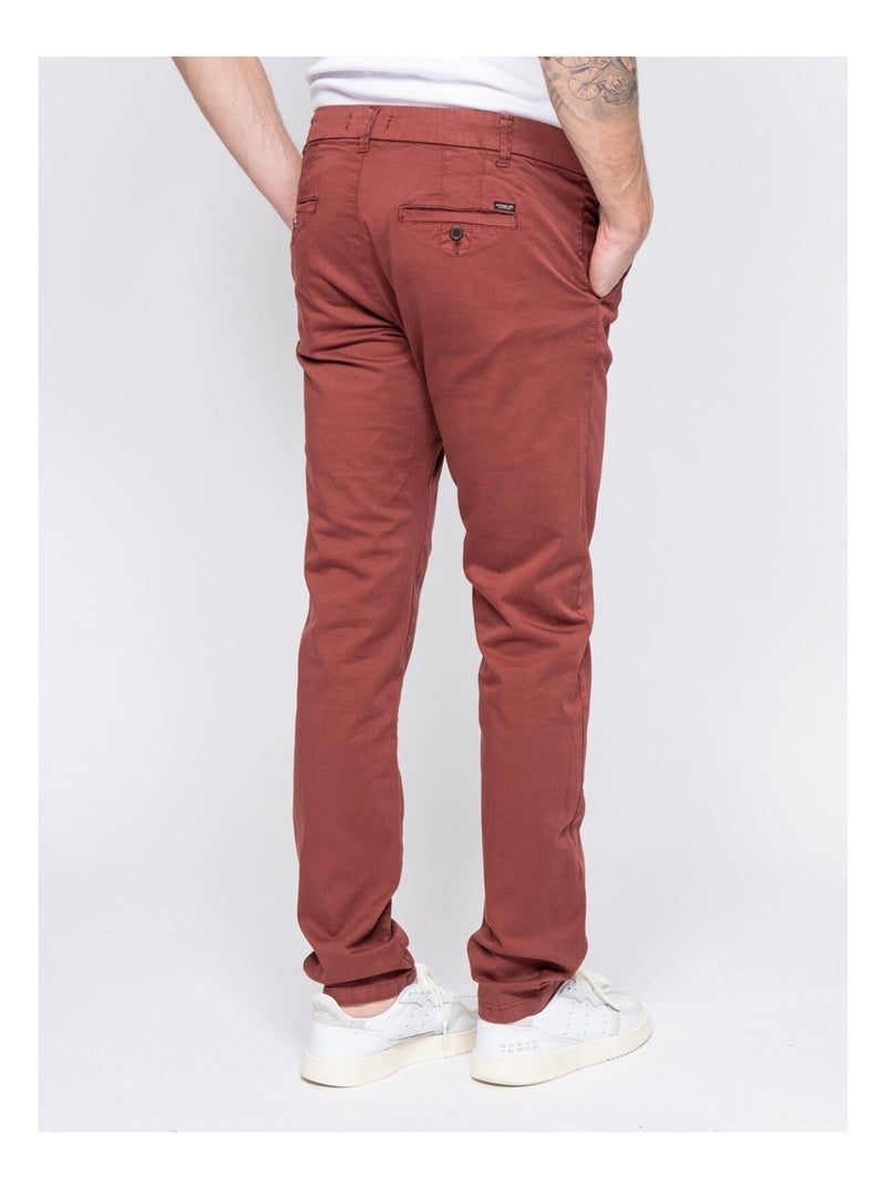 Pantalon chino coupe ajustée VAIRE Bordeaux - Kiabi