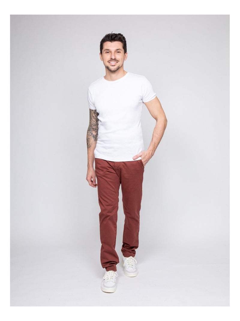 Pantalon chino coupe ajustée VAIRE Bordeaux - Kiabi