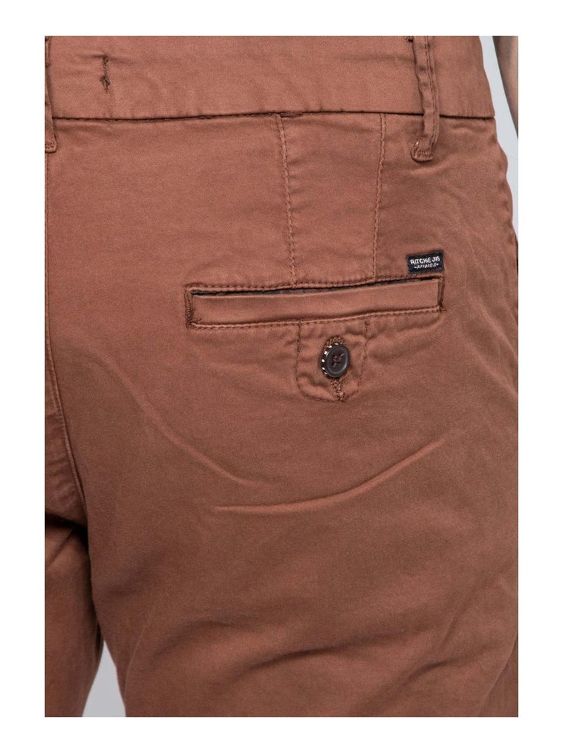 Pantalon chino coupe ajustée VAIRE Marron - Kiabi