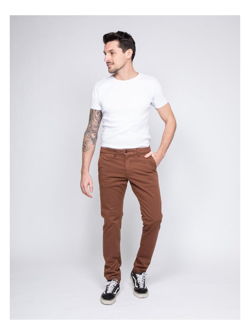 Pantalon chino coupe ajustée VAIRE Marron - Kiabi