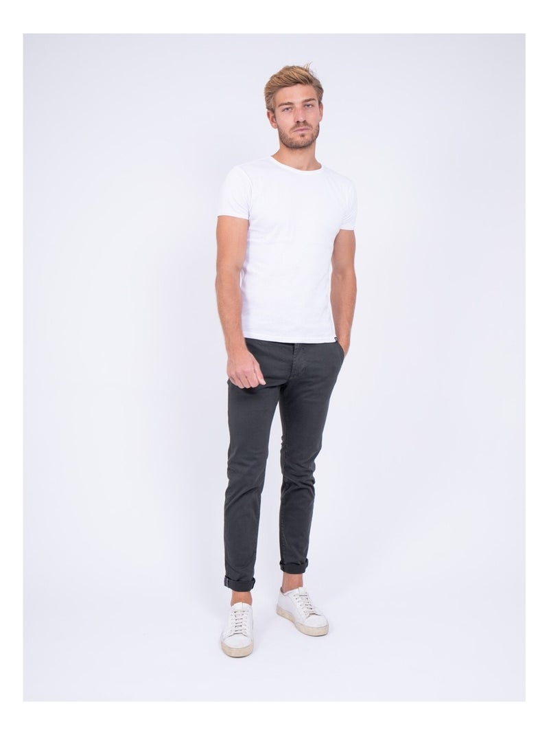 Pantalon chino coupe ajustée VAIRE Marron cappuccino - Kiabi