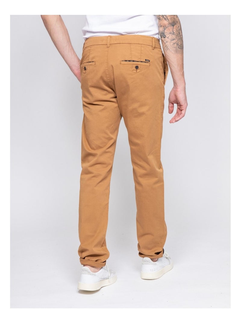 Pantalon chino coupe ajustée VAIRE Marron glacé - Kiabi