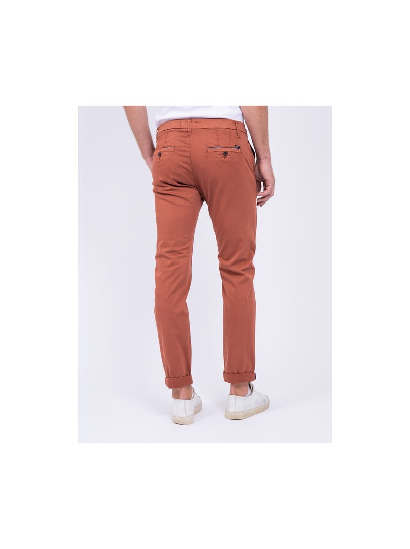 Pantalon chino coupe ajustée VAIRE Rouge brique - Kiabi