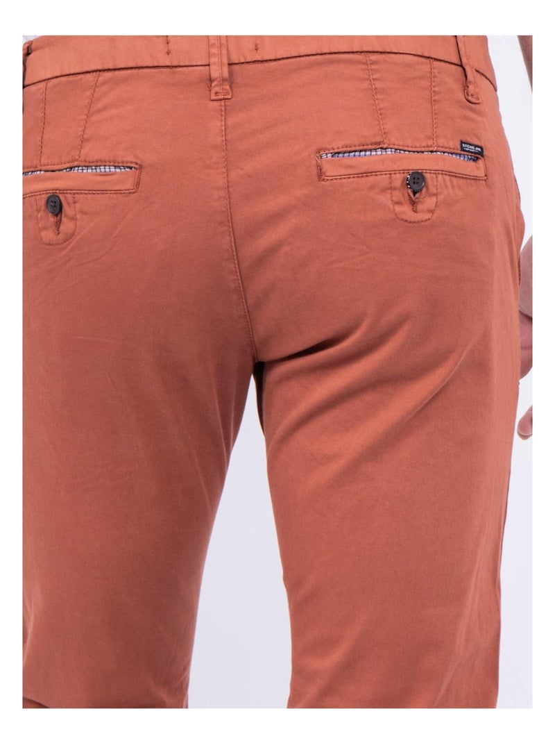 Pantalon chino coupe ajustée VAIRE Rouge brique - Kiabi
