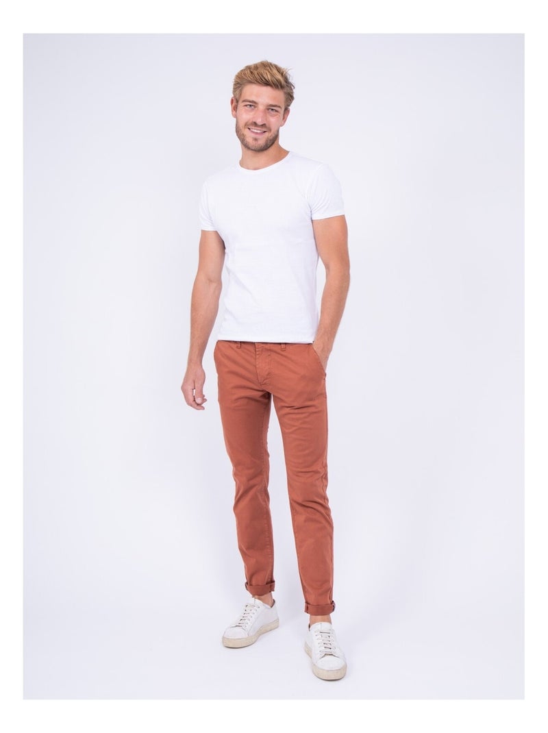 Pantalon chino coupe ajustée VAIRE Rouge brique - Kiabi