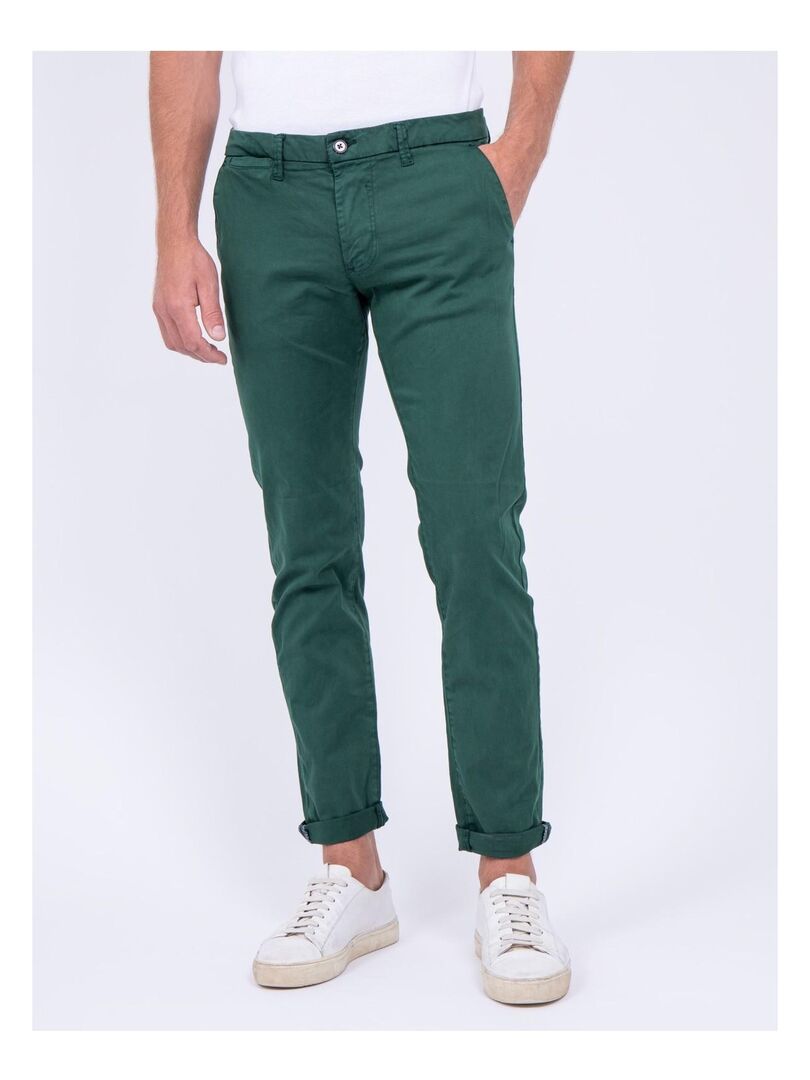 Pantalon chino coupe ajustée VAIRE Vert foncé - Kiabi