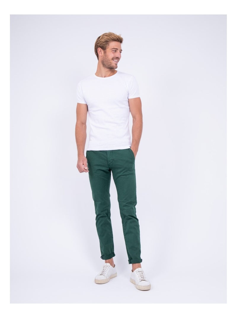 Pantalon chino coupe ajustée VAIRE Vert foncé - Kiabi