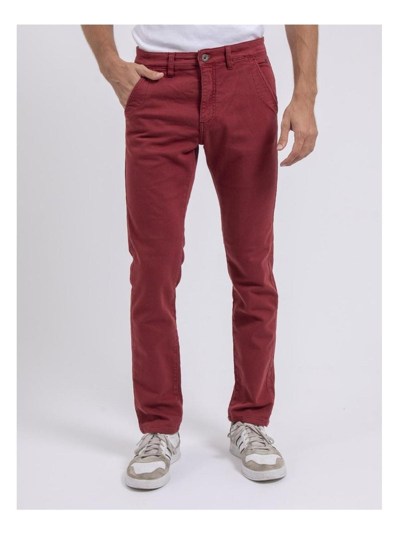 Pantalon chino coupe ajustée VALBACOL Bordeaux - Kiabi